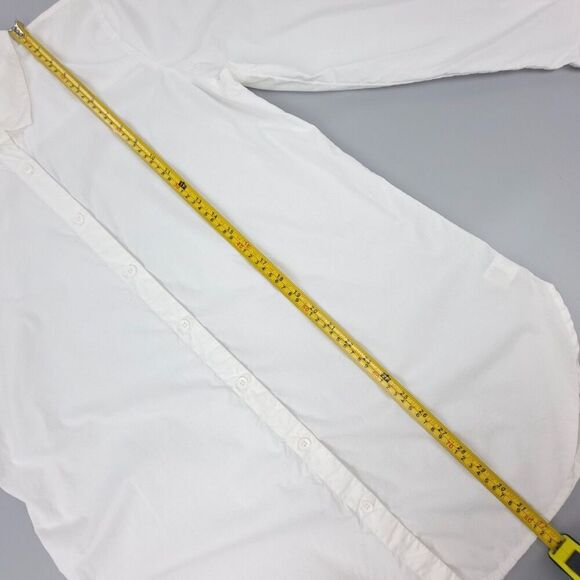 GARNET HILL Organic Pima Cotton Long Tunic Minimal Button Down Shirt White 14 - Picture 3 of 6